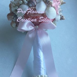 Ramo noiva com conchas para tema mar/praia