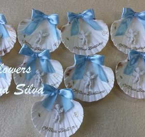 Concha Vieira para lembrança batismo com anjo aprox. 10 cm