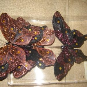 Borboletas 14x10cm castanho/preto/ouro 4 uni