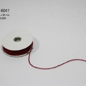 Cordão perolas vermelho 3mm x 20mt