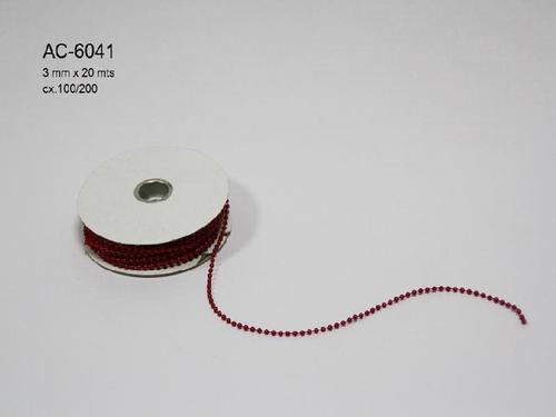 Cordão perolas vermelho 3mm x 20mt Cordão perolas vermelho 3mm x 20mt