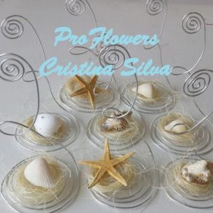 Marcador de mesa com decoração mar