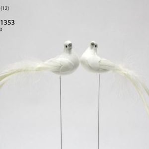Pomba branca c/penas 13cm 2 unidades