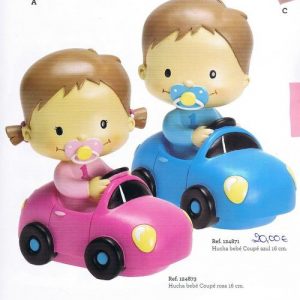 Bebé no carro 16cm Azul e rosa
