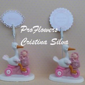 Porta fotos bebé com cegonha na bicicleta 11cm