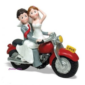 Noivos topo bolo motard 10cm