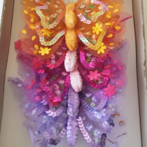Caixa com 6 borboletas de 12cm largura c/mola