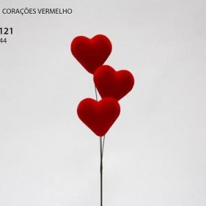 Corações em veludo (tipo) 6,5cm 3 unidades