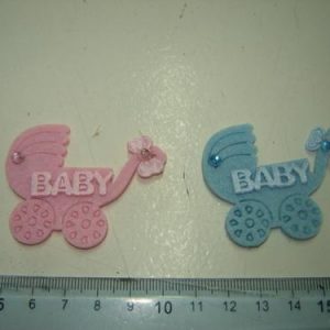 Stick feltro carrinho bebe em rosa ou azul - 24uni