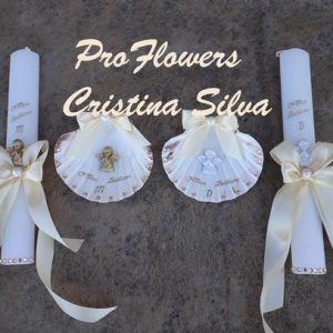 Vela + concha com anjo dourado ou branco