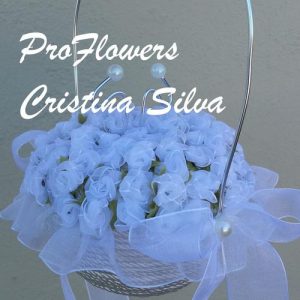 Porta alianças cesta de flores (10-12cm de diametro)