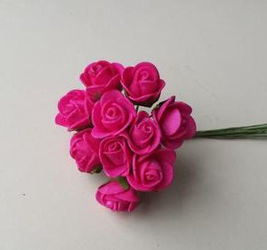 Flores mini em foam rosa fushia 2cm de diametro