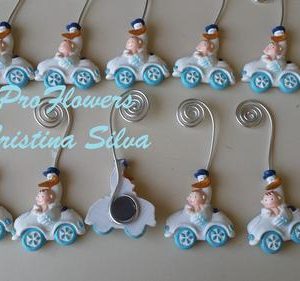 Iman com porta fotos ou cartão de agradecimento - Rosa ou Azul