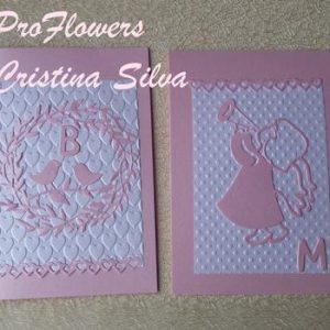 Convite Batismo Rosa ou azul com recorte 2017g