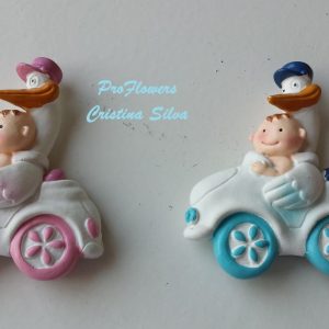 Iman cegonha c/bebé no carro 6,5cm altura 1