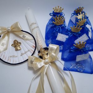 Vela + concha de Batismo em azulão