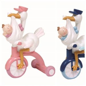 Topo bolo cegonha na bicicleta com bebé 6