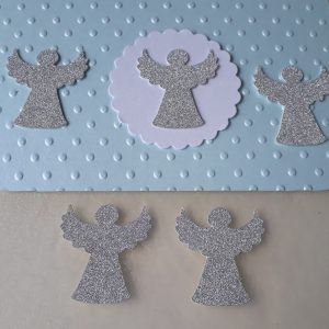 Anjos em cartolina com glitter 12 unidades
