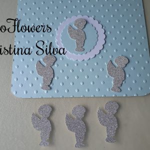 Anjos em cartolina com glitter 12 unidades (menino)