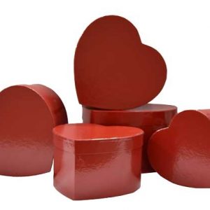 Conjunto 5 caixas em cartão em forma de coraçao
